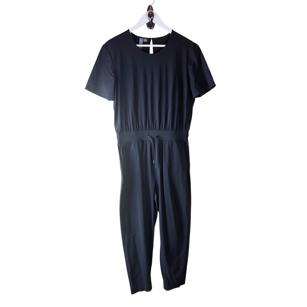 Sweaty Betty Explorer Jumpsuit Black Short Sleeve Drawstring Waist Womens L - Picture 2 of 8
